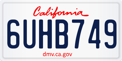 CA license plate 6UHB749