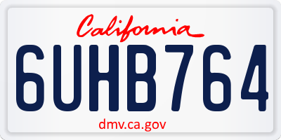 CA license plate 6UHB764