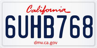 CA license plate 6UHB768