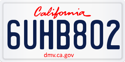CA license plate 6UHB802