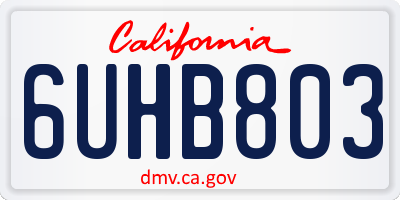CA license plate 6UHB803