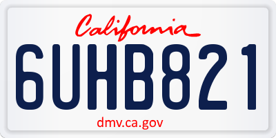CA license plate 6UHB821