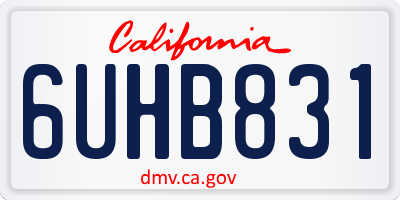 CA license plate 6UHB831