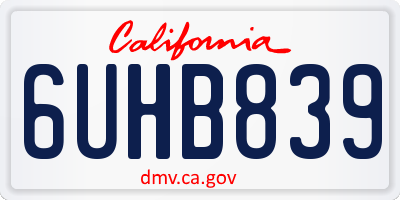 CA license plate 6UHB839