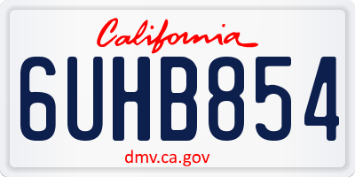 CA license plate 6UHB854