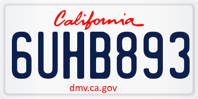 CA license plate 6UHB893