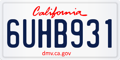 CA license plate 6UHB931