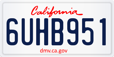 CA license plate 6UHB951