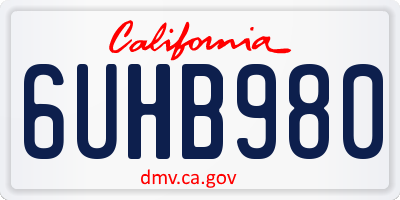 CA license plate 6UHB980