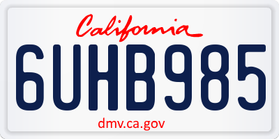 CA license plate 6UHB985