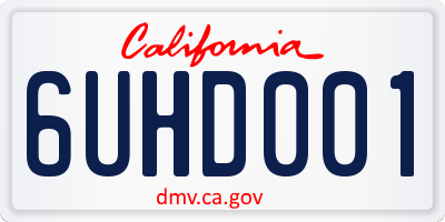 CA license plate 6UHD001