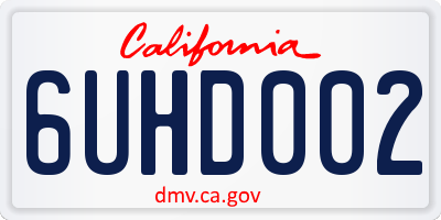 CA license plate 6UHD002