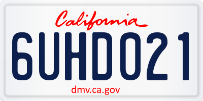 CA license plate 6UHD021