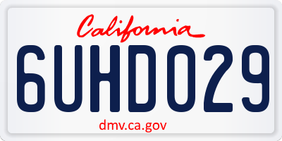 CA license plate 6UHD029