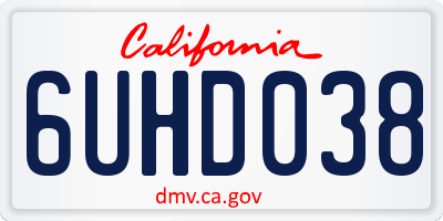 CA license plate 6UHD038