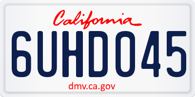 CA license plate 6UHD045