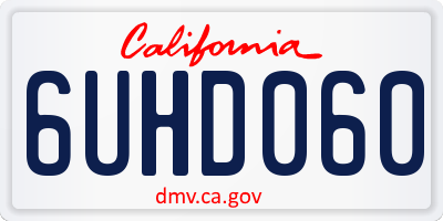 CA license plate 6UHD060