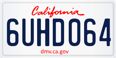 CA license plate 6UHD064