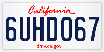 CA license plate 6UHD067
