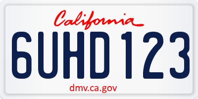 CA license plate 6UHD123