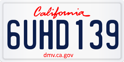 CA license plate 6UHD139
