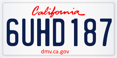 CA license plate 6UHD187
