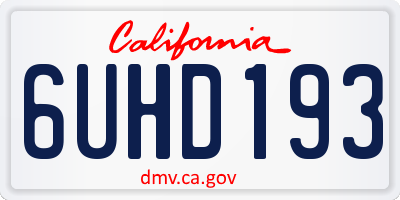 CA license plate 6UHD193