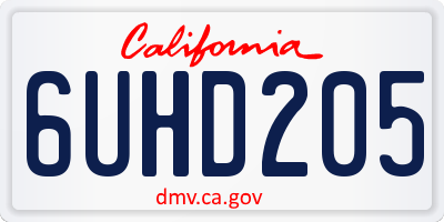 CA license plate 6UHD205