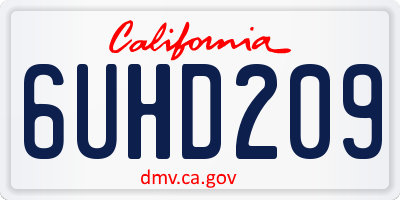 CA license plate 6UHD209