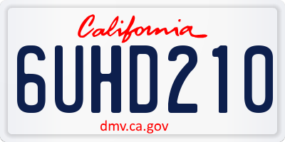 CA license plate 6UHD210
