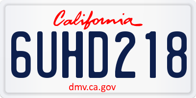 CA license plate 6UHD218