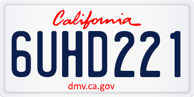 CA license plate 6UHD221