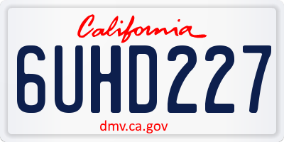 CA license plate 6UHD227