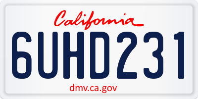 CA license plate 6UHD231