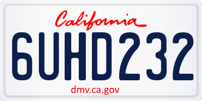 CA license plate 6UHD232