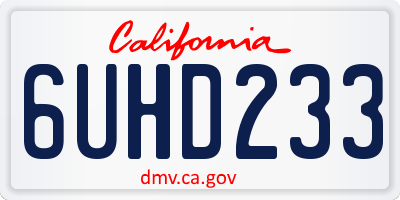 CA license plate 6UHD233
