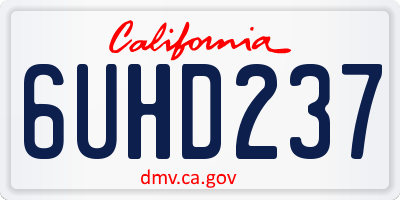 CA license plate 6UHD237
