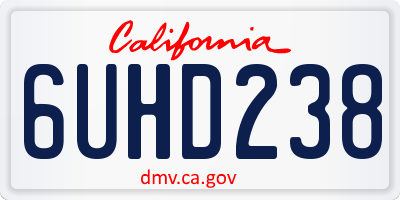 CA license plate 6UHD238