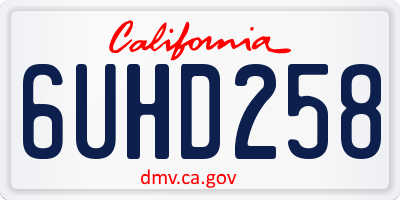 CA license plate 6UHD258