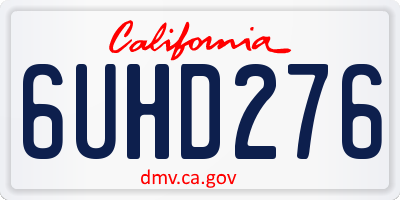 CA license plate 6UHD276