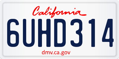 CA license plate 6UHD314