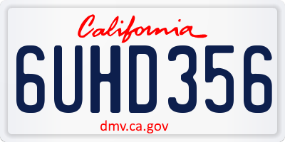 CA license plate 6UHD356