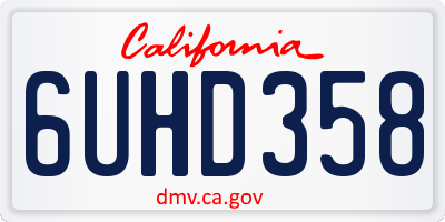 CA license plate 6UHD358