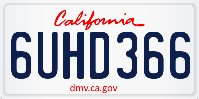 CA license plate 6UHD366