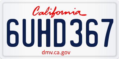 CA license plate 6UHD367