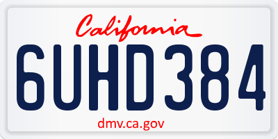 CA license plate 6UHD384
