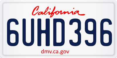 CA license plate 6UHD396