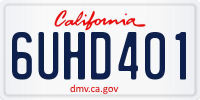 CA license plate 6UHD401