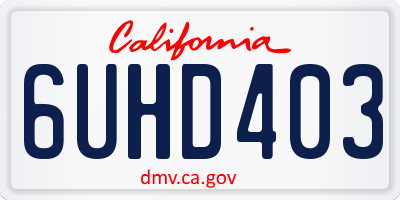 CA license plate 6UHD403