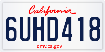 CA license plate 6UHD418